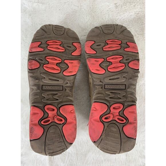 Lands End Boys Size 1 Outdoor Slip-On Shoes Beige & Red - Picture 8 of 9